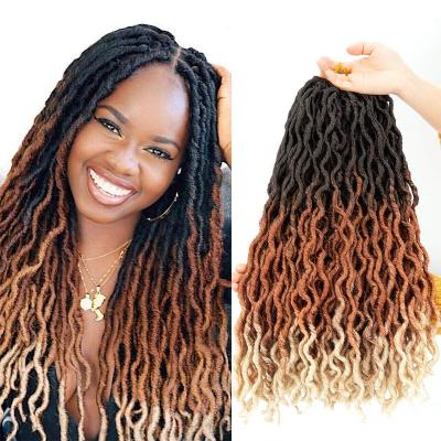 China Synthetic hair 18 inch 24 holds 100g ombre synthetic dreadlock hair braids gypsy curly faux locs twist goddess locs Africa for sale