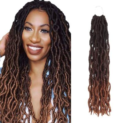 China Wholesale Goddess Locs Ombre Synthetic Hair Gypsy Locs Crochet Synthetic Hair Faux Locs Dreadlocs Hair Extensions African Curly Volume for sale