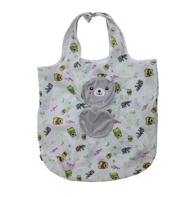 China Newest Hot Selling Custom Reusable Collapsible Folding Shopping Bag With Bear Head for sale