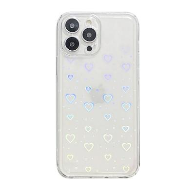 China Custom simple color-changing color-changing mobile phone shockproof shockproof transparent heart-shaped shiny heart-shaped case for sale