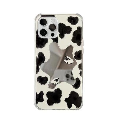 China Four Corner Shockproof Anti-drop Milk Pattern Design Mirror Mobile Phone Shockproof Case for sale