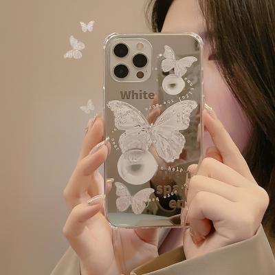 China Four Corners Shockproof Anti-drop Shockproof Butterfly Painted Mirror Cell Phone Case for sale