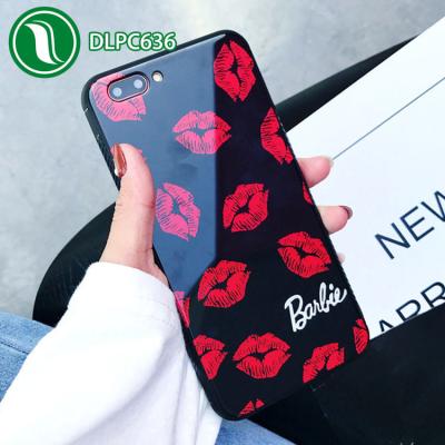 China Sexy Red Lips Tempered Glass + Silicone Case Cover & Silicone Cell Phone Bumper Case For iPhone X 8 plus 7 6 plus Sweet Kiss for sale