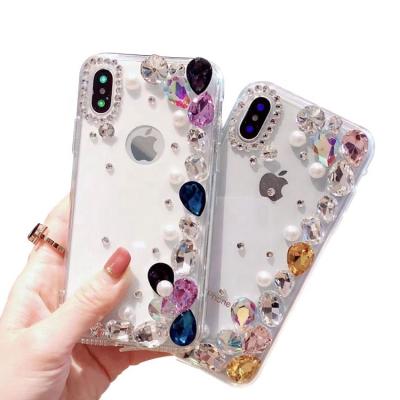 China Shockproof ; Protective For iPhone X Rhinestone Pearl Bling Bling Crystal Clear Luxury Diamond Phone Back Cover Case For iPhone X 7 8 Plus for sale