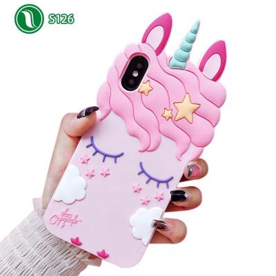 China Fashion silicone sets cell phone case cartoon phone case unicorn three-dimensional design for iphone X for sale