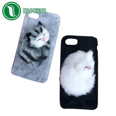 China 2019 Cute Fashion Factory Wholesale Soft Plush Cover Case Cell Phone Sleeping Cat Phone Case For iphone 6 7 8 X plus XS XR XS max for sale