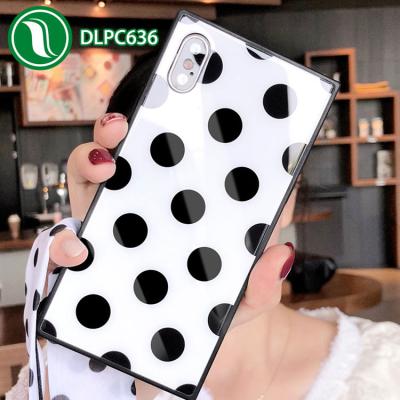 China PC+Tempered Glass 2018 Black Wave Dot Back Phone Case Tempered Glasses For iPhone X/XS/XS MAX/XR Mobile Phone Shell Accessories Wholesale for sale