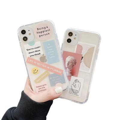 China Custom OEM Print Pattern Illustration Private Label Shockproof UV Clear Protective Phone Case Cushion Cover For iPhone 11 for sale