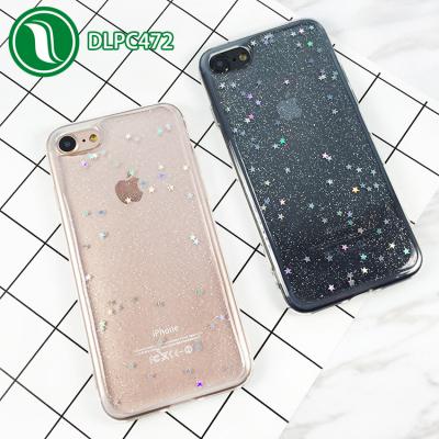 China Shockproof ; Best Selling Protective In Korea Black Clear Soft Silicone Small Stars Glitter Case For iPhone 7 for sale