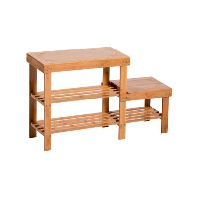 China Antique Shoe Rack Stored Tiered Serving Organic Bamboo Bamboo Bench For Home Bathroom Entryway for sale