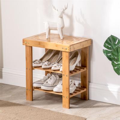 China Mondern Simple Design Shoe Shelf Storage Bamboo Wooden Bench For Bedroom Hallway Cabinet for sale