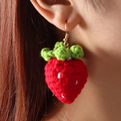 China Fashion Personality Fashion Personality Women Ear Temperament Ear Jewelry Strawberry Friendly Material Dangling Earrings Long Plush Earrings for sale