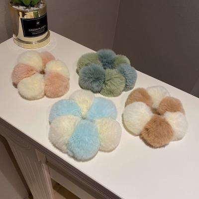 China Hot Selling Fluffy Hair Ring Hair Accessories Hair Band Fashion Ponytail Ladies Elastic Plush Ball for sale