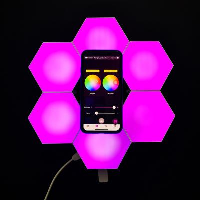 China Modern Smart App Controlled Led Modular Hex Light 10pcs A Gift Set Price Is For 1 Panel Buy 10 To Get A Set for sale