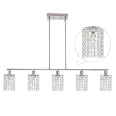 China Morden Crystal Chandelier Lighting Modern 5 Lights Chrome Luxury K9 Crystal Raindrop Pendant Light for sale