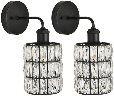 China Easy Assembly 2 Pack Modern Crystal Wall Lamps Sconces Light with Black Finish Wall Lights Sconce Fixture and Crystal Shade for Bedro for sale