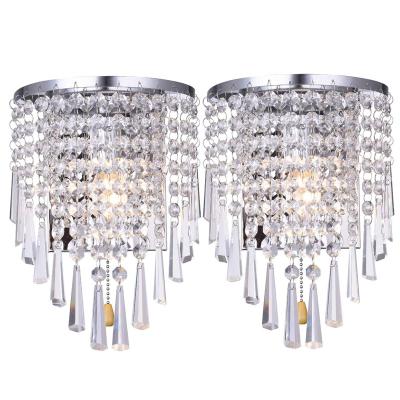 China Easy Pair 2Pcs Left Right E12 K9 Modern Assembly A Crystal Mirror Stainless Steel Wall Lights Wall Lamps Sconce Night Light Fixtures Li for sale