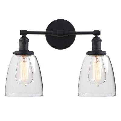 China Easy Assembly 2 Light Vanity MATT BLACK Wall Lamp for sale