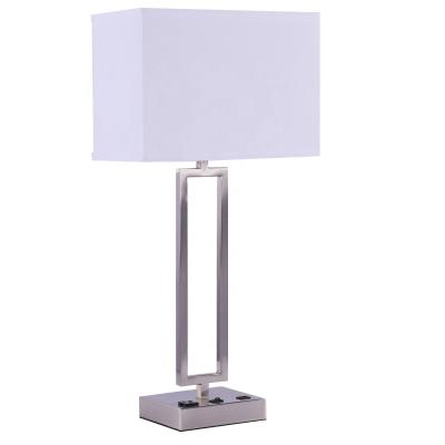 China Modern Decorative Modern Table Lamp Hotel Room Light Bedside Lamp Hotel Decorative Table Lamp With USB On Base for sale