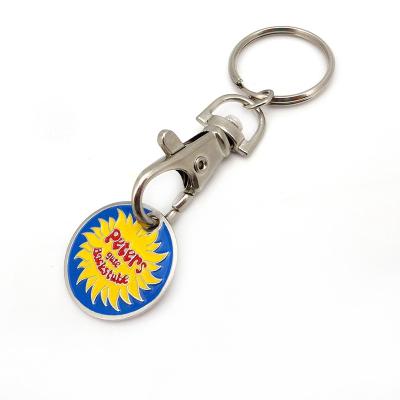 China Custom Metal Enamel Coin Key Chain Trolley Trolley Coin Keychain for sale