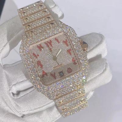 China Sale Mens Diamond Hip Hop Diamond Watches Lab Developed For Men 14k Gold Plated Real 925 Diamond Bling Jewelry High Quality Silver Tone for sale