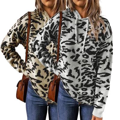 China 2021 Wholesale Fashion Leopard Print Long Sleeve Anti-wrinkle Winter Hooded Sweatshirt for sale