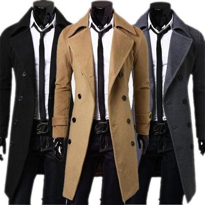 China Autumn Jacket Long Trench Coat Men's High Quality M-4Xl Men's Slim Fit Anti-wrinkle Solid Color Fashion Brand Coat Double Breasted Jacket for sale