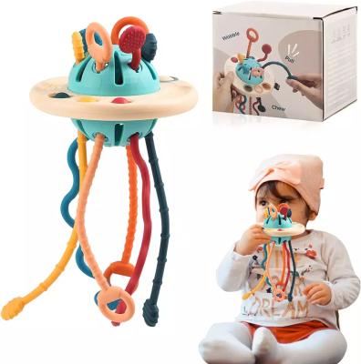 China 2023 New Early Baby Rope Early Education Development Kids Silicone Finger Pull String Activity Toy for sale