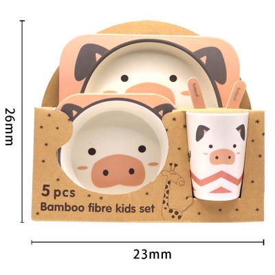 China Training Baby Eating Tableware 2023 Top Selling Melamine Fiber New Product Bamboo Tableware Bowl Cup Spoon Fork Kids Baby Animal Dinnerware Set for sale