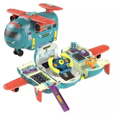 China New-earth Plastic Children Deformed 3 In 1 Pretend Electric Cars Steering Wheel Deformation Driving Simulation Airplane Toy Plane for sale