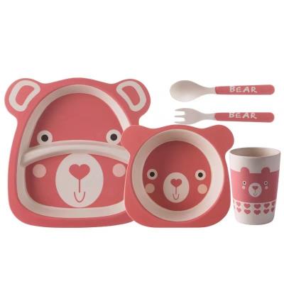 China Training Baby Eating 2023 Popular Cartoon Bamboo Children's Cup Fork Spoon Baby Melamine Animal Tableware for sale