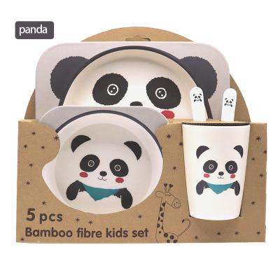 China New Arrival Training Baby Eating Bowl Cup Spoon Fork Cartoon Tableware Eco Friendly Bpa Free Food Set Children Animal Dinner Set Shatter-Resistant for sale