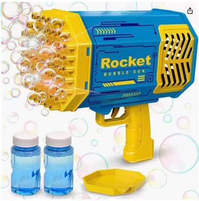 China 2023 Popular Automatic Plastic Bubble Machine Electric Gatling Bubble Launcher Gun Rocket Bubble Machine 69 Holes For Kids for sale