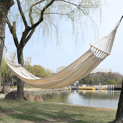 China Eco-friendly Cotton Canvas Outdoor Camping Hammock With Tree Straps For Patio Garden Yard for sale