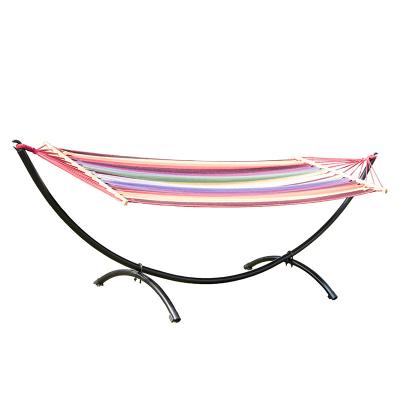 China Eco-friendly adult outdoor camping heavy duty swing hammock canvas balcony hammock with stand for patio yard and garden for sale