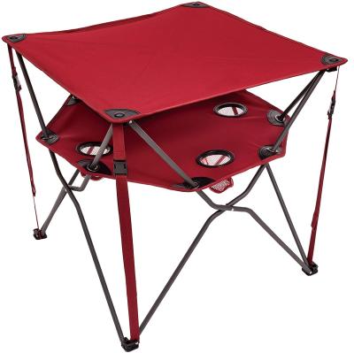 China Eco-friendly Red Square Portable Outdoor Roll Up Eclipse Folding Camping Table For Picnic BBQ Games for sale