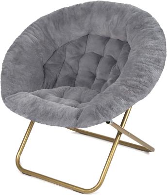 China Faux Fur Foldable Folding Oversized Lounge Saucer Chair For Bedroom for sale