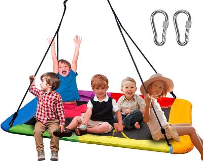 China Eco-Friendly Colorful Rectangle Tree Rope Adults Swing Saucer Giant Platform Swing Kids To Children Swing for sale