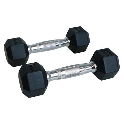 China Durable Wholesale Commercial Rubber 5 To 50 Lb Hex Dumbbell Set White Card Weight for sale