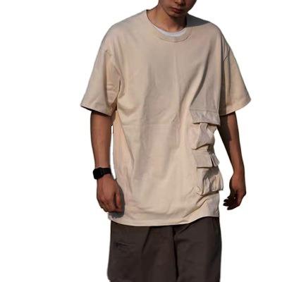 China Wholesale Cotton Heavy Casual Fashion Anti-wrinkle Sports Utility Pocket Plus Size Men's T-shirt for sale