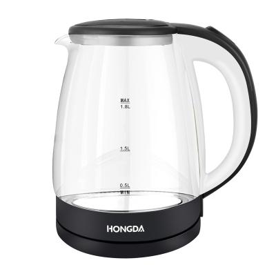 China 360 Degree Rotation Low Price Low Price Model Glass Electric Water Kettle 1.8L With Black White Plastic Parts for sale