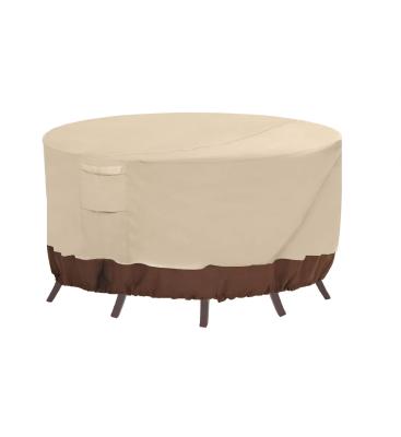 China Heavy Duty Waterproof Dustproof Round Furniture Cover Polyester Outdoor Patio Table Chair Cover Polyester UV for sale