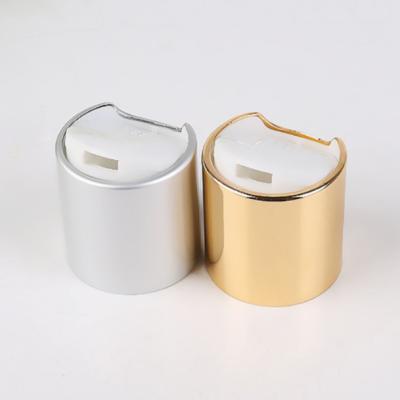 China Leakproof 20mm 24mm 28mm Press Top Cap Cap Gold Silver Aluminum Disc For PET Bottle Cosmo Plastic Round for sale