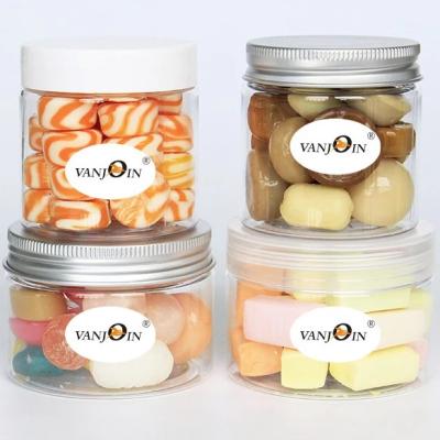 China Eco - Friendly Candy Candy 370ml Packaging Containers Pet Plastic Jar With Aluminum Lid for sale