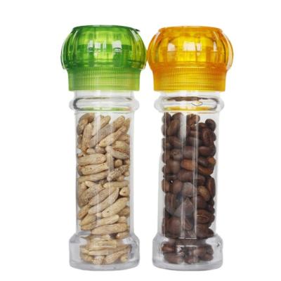 China food & Beverage Packaging Hot Sale 100ml Kitchen Accessories Spice Packing Jar Manual Salt and Pepper Spice Grinder Set Plastic PET Spice Bottle for sale