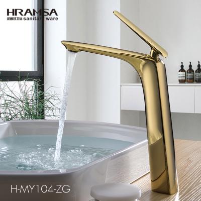 China HRAMSA metered faucets brushed black plated tapware bathroom faucet torneira banheiro mixer tap for sale