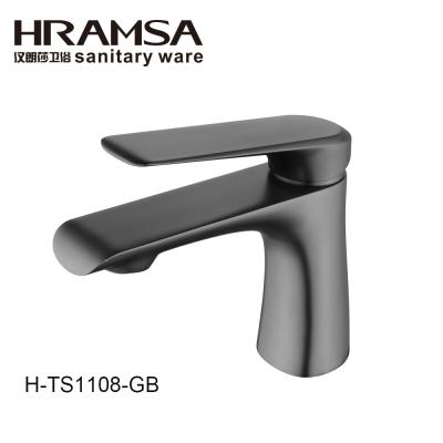 China Hramsa New Color Single Lever Metered Brass Basin Faucet Mixer Gun Black Wash Basin Faucet Faucets for sale