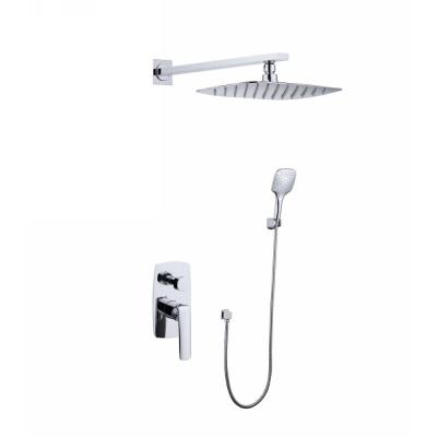 China Wall Mounted HRAMSA 3 Way Wall Mounted Concealed Sliding Bar Bath Mixer With Overhead / Hand Shower for sale