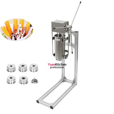 China Free Shipping 6 5 Liter Manual Vertical Churros Donut Maker Machine Commercial Supply Spouts Stainless Steel With Stand for sale