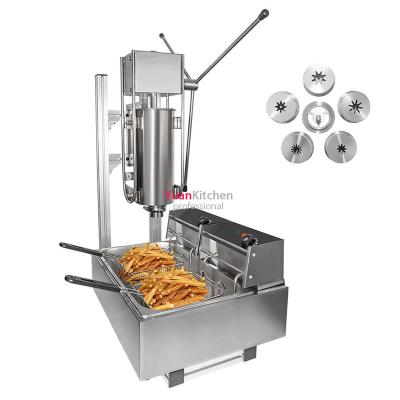 China Adjustable Thermostat Commercial 5 Liter Churreras Churros Maker Vertical Manual Machine and 12 Liter Electric Fryer for sale